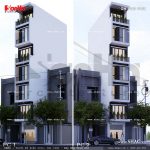 Mẫu thiết kế kiến trúc nhà ống hiện đại 7 tầng tại Quảng Ninh sh nod 0158