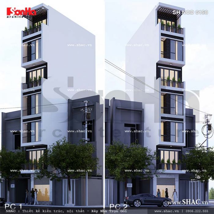 Thiết kế nhà ống 7 tầng 1 Mẫu thiết kế nhà ống hiện đại 7 tầng của Sơn Hà Group