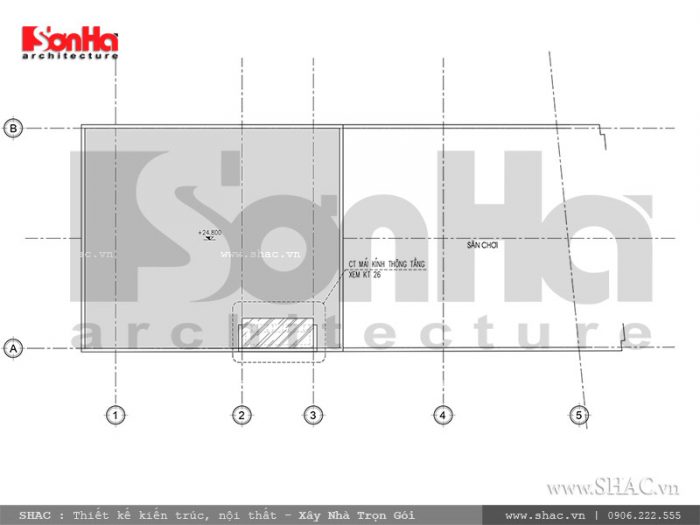 Mặt bằng tầng mái nhà ống Pháp tại Hải Phòng sh nop 0118