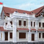 Mẫu thiết kế kiến trúc biệt thự Pháp 2 tầng mái ngói đỏ tại Tiên Lãng Hải Phòng sh btp 0095