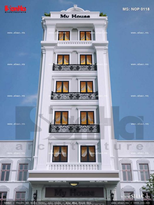 Mẫu thiết kế nhà ống Pháp 6 tầng sang trọng tại Hải Phòng sh nop 0118