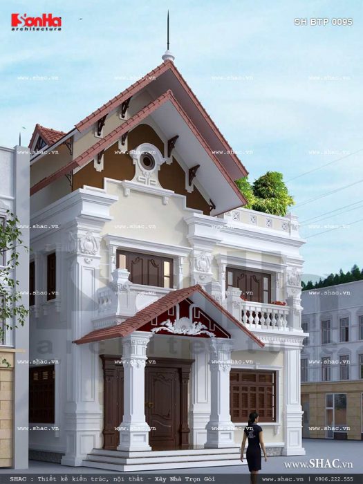 Mẫu thiết kế biệt thự kiến trúc Pháp 2 tầng tại Hải Phòng - SH BTP 0095 28 Thiết kế biệt thự kiến trúc cổ điển Pháp 2 tầng tại Tiên Lãng Hải Phòng sh btp 0095