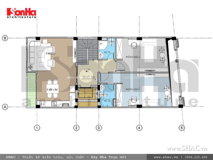 Mặt bằng tầng lửng nhà ống Pháp tại Hải Phòng sh nop 0118