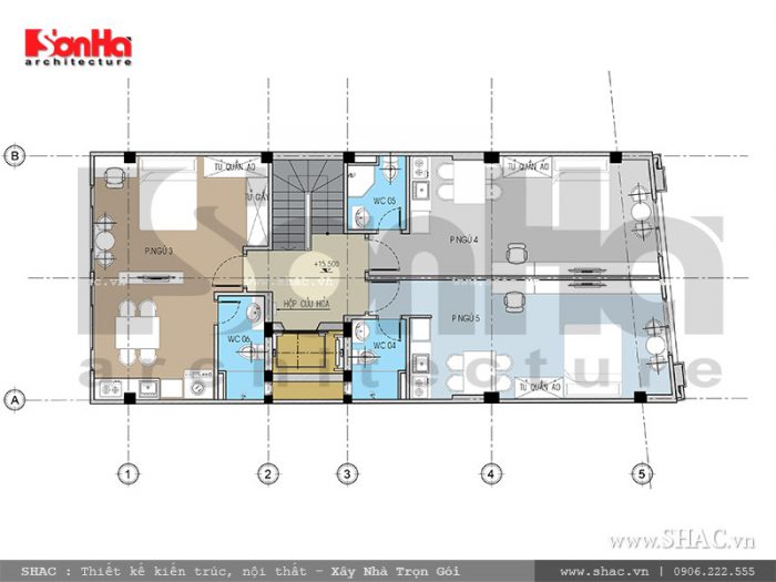 Mặt bằng tầng 5 nhà ống Pháp tại Hải Phòng sh nop 0118