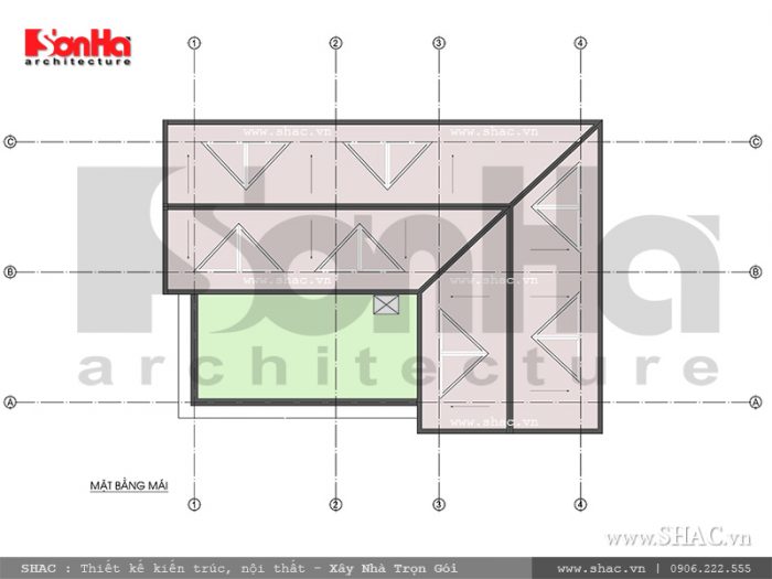 Mặt bằng tầng mái biệt thự kiến trúc Pháp tại Tiên Lãng Hải Phòng sh btp 0095