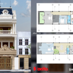 Phương án thiết kế kiến trúc và mặt bằng công năng nhà phố kiến trúc Pháp 4 tầng sh nop 0119