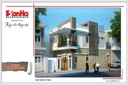 Thiết kế nhà phố hiện đại 2 tầng đẹp tại Cẩm Phả Quảng Ninh sh nod 0160