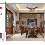 Mẫu thiết kế nội thất phòng ăn nhà phố 6 tầng tại Quảng Ninh sh nod 0123