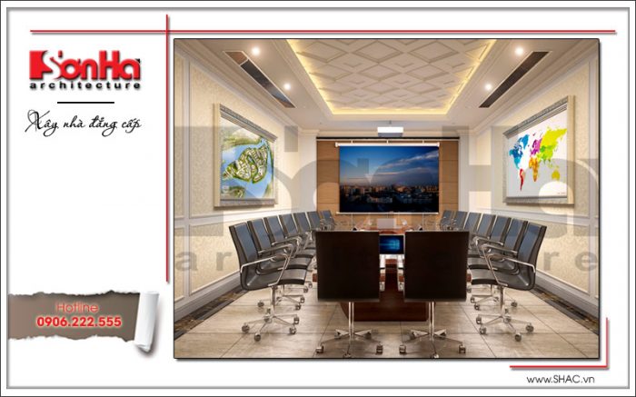 Thiết kế nội thất phòng họp, các phòng nghiệp vụ đào tạo của công trình khách sạn tiêu chuẩn 4 sao chuyên nghiệp 