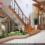 Mẫu thiết kế nội thất sảnh thang tiểu cảnh đẹp sh nop 0120