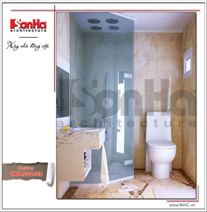 Mẫu thiết kế nội thất phòng tắm nhà phố 6 tầng tại Quảng Ninh sh nod 0123
