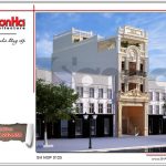 Mẫu thiết kế kiến trúc nhà phố cổ điển 4 tầng tại Nam Định đẹp sang trọng sh nop 0125