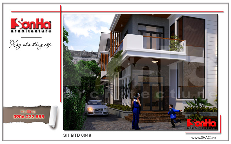 Mẫu biệt thự hiện đại 2 tầng mặt tiền hơn 8m rộng 200m2 - SH BTD 0048 3 Thiết kế biệt thự 2 tầng tại Cần Thơ kiểu hiện đại sh btd 0048