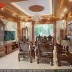 Thiết kế nội thất phòng khách cổ điển nhà phố sh nop 0120