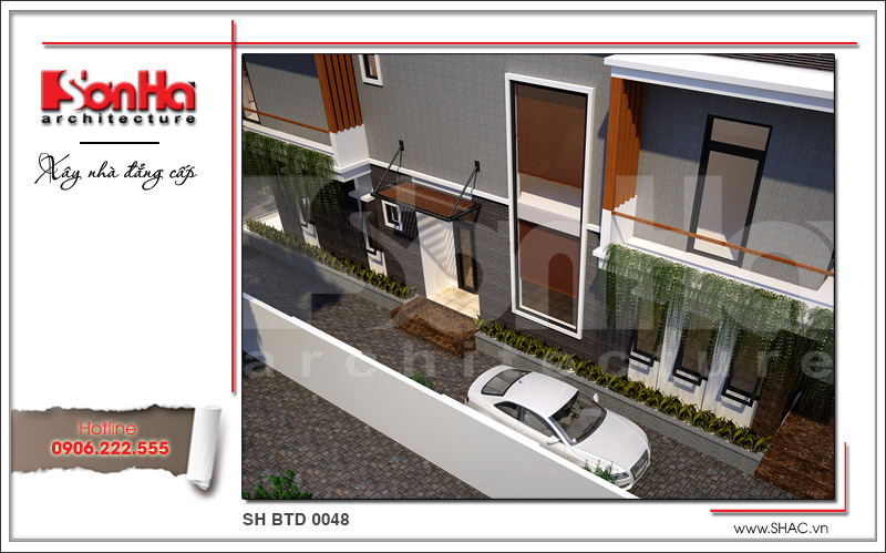 Mẫu biệt thự hiện đại 2 tầng mặt tiền hơn 8m rộng 200m2 - SH BTD 0048 4 Kiến trúc hiện đại đẹp của biệt thự 2 tầng tiện nghi sh btd 0048