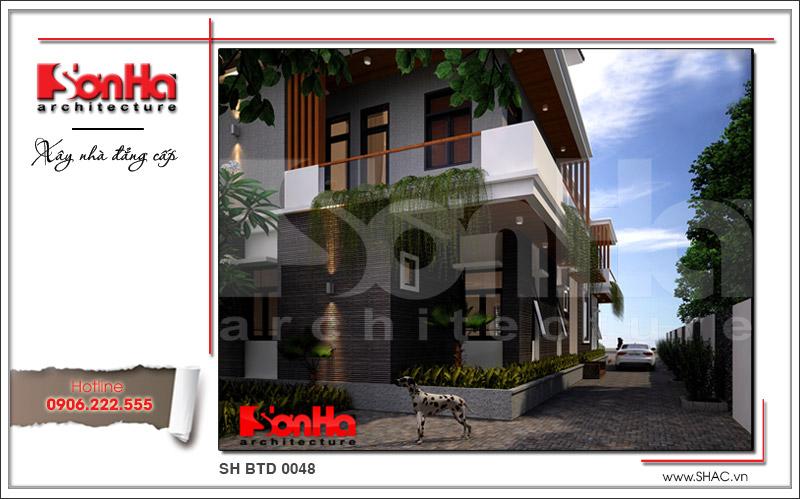 Mẫu biệt thự hiện đại 2 tầng mặt tiền hơn 8m rộng 200m2 - SH BTD 0048 5 Mẫu thiết kế biệt thự đẹp kiến trúc hiện đại 2 tầng tại Cần Thơ sh btd 0048