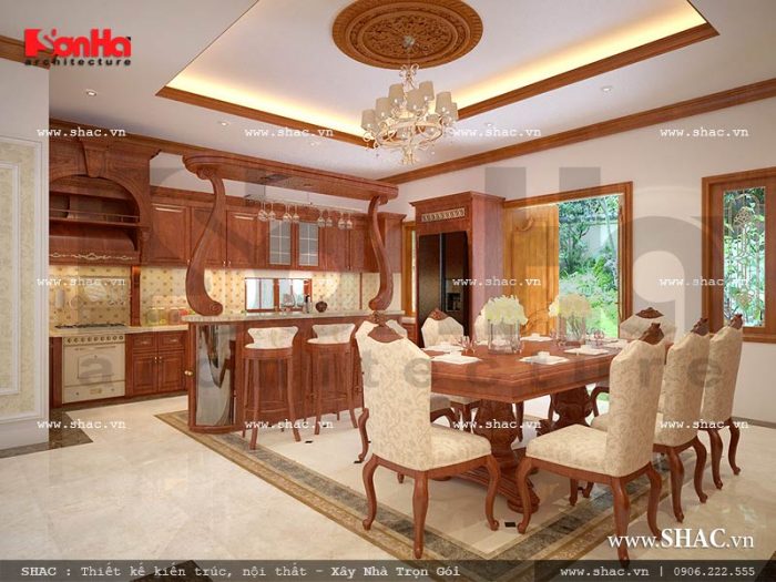 Thiết kế nội thất phòng bếp cổ điển sang trọng sh nop 0120