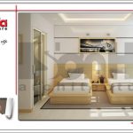 Thiết kế nội thất phòng ngủ VIP 2 giường khách sạn mini 4 tầng kiến trúc cổ điển đẹp sh ks 0031