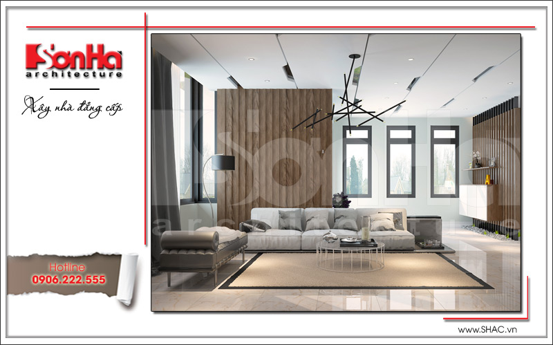Mẫu biệt thự hiện đại 2 tầng mặt tiền hơn 8m rộng 200m2 - SH BTD 0048 8 Mẫu thiết kế nội thất phòng khách phong cách hiện đại sh btd 0048