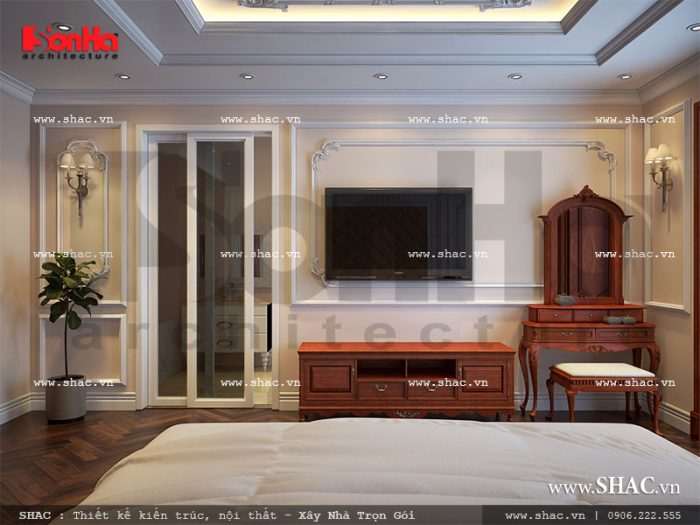 Thiết kế nội thất phòng ngủ cổ điển đẹp sang trọng sh nop 0120
