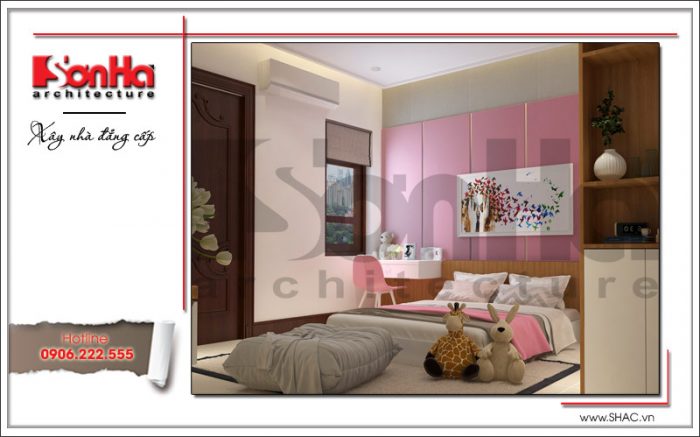 Thiết kế nội thất phòng ngủ con gái hiện đại đẹp sh nop 0124