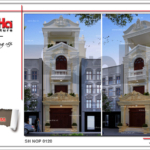 Thiết kế kiến trúc và nội thất nhà phố cổ điển Pháp đẹp đẳng cấp sh nop 0120