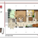 Mặt bằng tầng 1 nhà phố hiện đại đẹp tại Quảng Ninh sh nod 0160