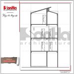 Mặt cắt C-A nhà phố 4 tầng hiện đại tại Hà Nội sh nod 0162