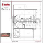 Mặt đứng trục 1-1 bản thiết kế nhà phố hiện đại đẹp sh nod 0159