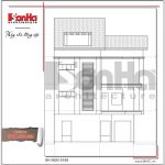 Mặt đứng trục 1-3 bản thiết kế nhà phố hiện đại đẹp sh nod 0159