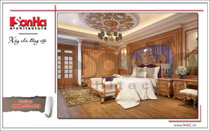 Mẫu thiết kế nội thất phòng ngủ kiểu cổ điển đẹp ấm áp SH BTLD 0023