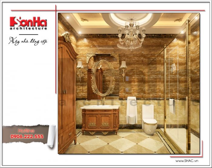 Mẫu thiết kế nội thất phòng tắm cổ điển ấm áp SH BTLD 0023