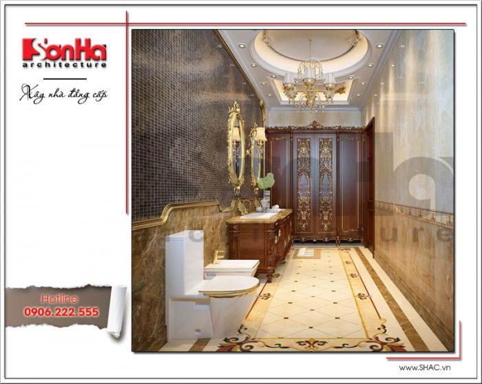 Thiết kế nội thất phòng tắm cổ điển ấm áp SH BTLD 0023