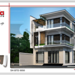 Thiết kế kiến trúc mẫu biệt thự hiện đại đẹp 3 tầng tại Quảng Ninh SH BTD 0050