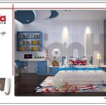 Mẫu thiết kế nội thất phòng ngủ con trai 2 nhà phố 6 tầng tại Hà Nội - SH NOP 0128