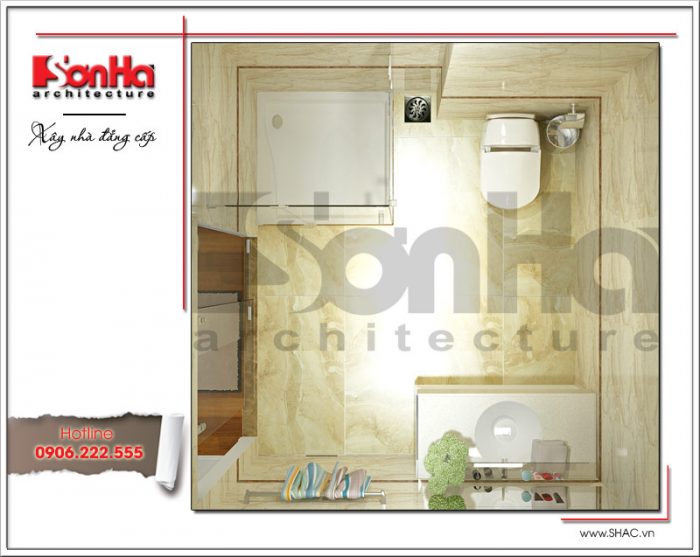 Thiết kế nội thất phòng tắm con trai nhà phố cổ điển 3 tầng tại Hà Nội SH NOP 0129