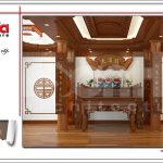 Thiết kế phòng thờ nội thất gỗ nhà phố cổ điển 3 tầng tại Hà Nội SH NOP 0129