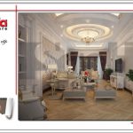 Mẫu thiết kế nội thất phòng khách cổ điển nhà phố 6 tầng tại Hà Nội - SH NOP 0128