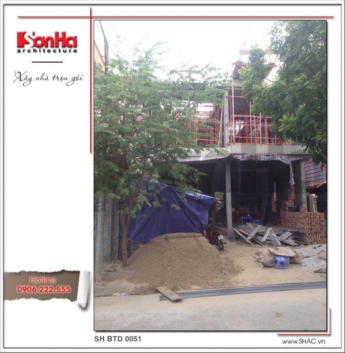 2 Ảnh thực tế thi công kiến trúc biệt thự hiện đại đẹp tại hải phòng sh btd 0051