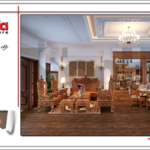 Thiết kế phòng khách nội thất gỗ đẹp đẳng cấp nhà phố kiến trúc Pháp tại Hà Nội sh nop 0126