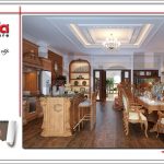 Mẫu thiết kế phòng bếp nội thất gỗ đẹp sh nop 0126