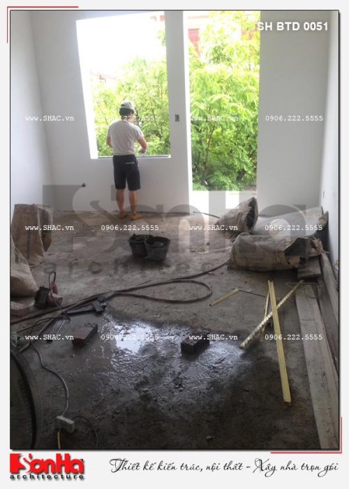 4 Ảnh thực tế thi công biệt thự hiện đại 2 tầng tại hải phòng sh btd 0051