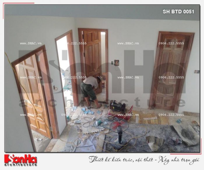 4 Ảnh thực tế thi công trọng gói biệt thự hiện đại 2 tầng đẹp tại hải phòng sh btd 0051