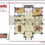 Mặt bằng công năng tầng 1 biệt thự Pháp 3 tầng tại Phú Thọ SH BTP 0096