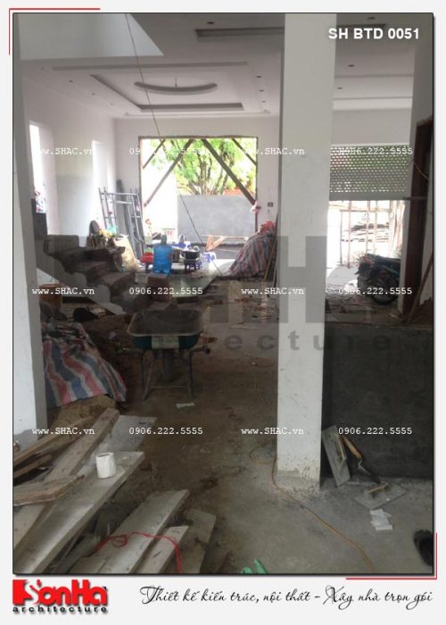 5 Ảnh thực tế thi công biệt thự hiện đại đẹp tại hải phòng sh btd 0051