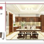 Mẫu thiết kế nội thất phòng bếp sang trọng nhà phố cổ điển 3 tầng tại Hà Nội SH NOP 0129