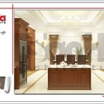 Thiết kế nội thất phòng bếp nội thất gỗ nhà phố cổ điển 3 tầng tại Hà Nội SH NOP 0129