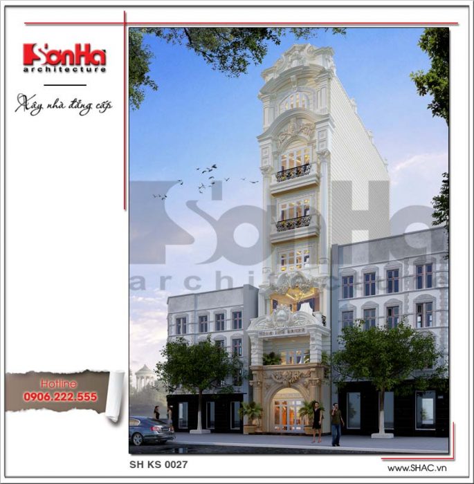 Mẫu thiết kế khách sạn mini kiến trúc cổ điển Pháp sh ks 0027 2
