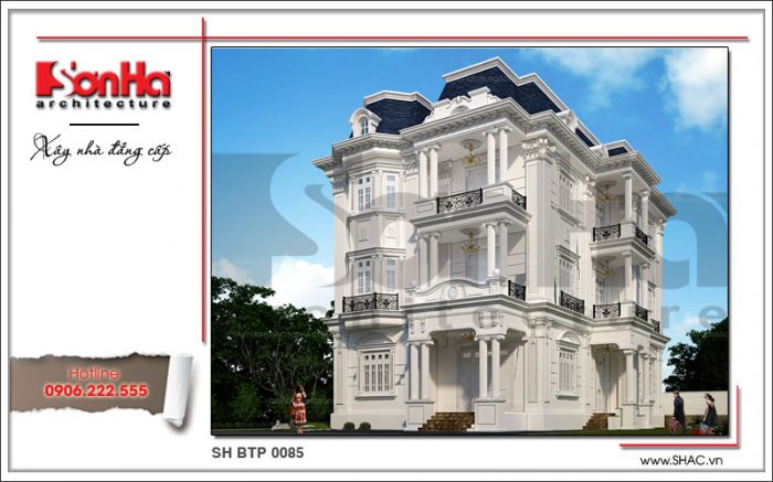 Biệt thự tân cổ điển 3 tầng kiểu Pháp màu trắng sang trọng được bình chọn là điển hình cho thiết kế biệt thự đẹp nhất Việt Nam xu hướng 2017 
