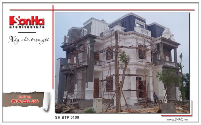 1 Ảnh thực tế thi công biệt thự tân cổ điển tại quảng bình sh btp 0100